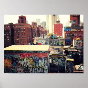 Poster Toits de New York couverts de graffitis, petits