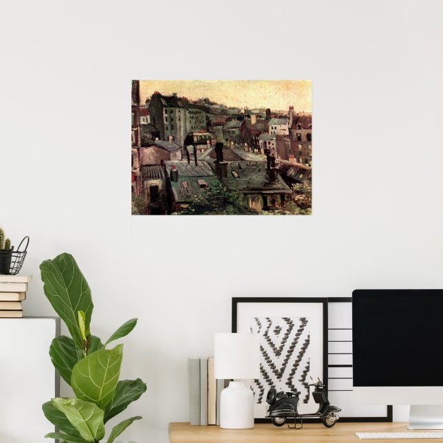 Poster Toits et sacs de maisons par Vincent van Gogh (Bureau à domicile)