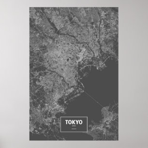 Poster Tokyo, Japan (white on black)