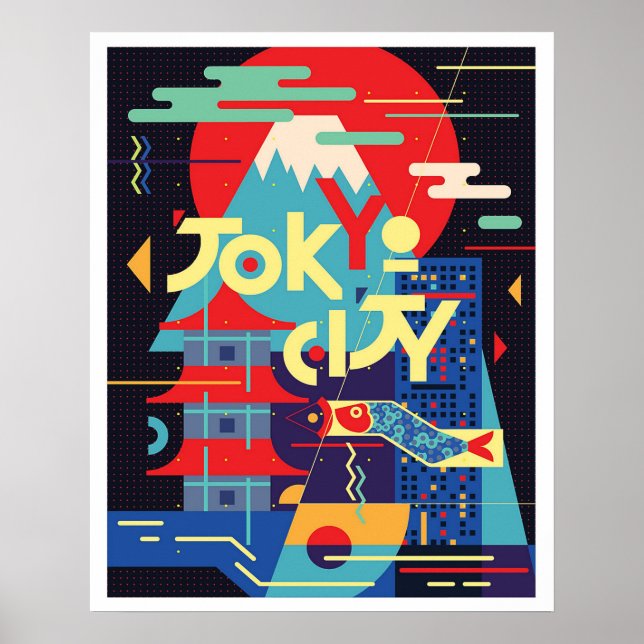 Poster Tokyo, Japon, illustration, voyage vintage (Devant)