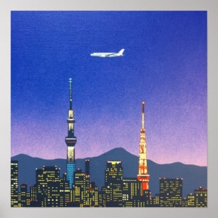 Poster Tokyo Japon Skyline 80s Hiroshi Nagai Art