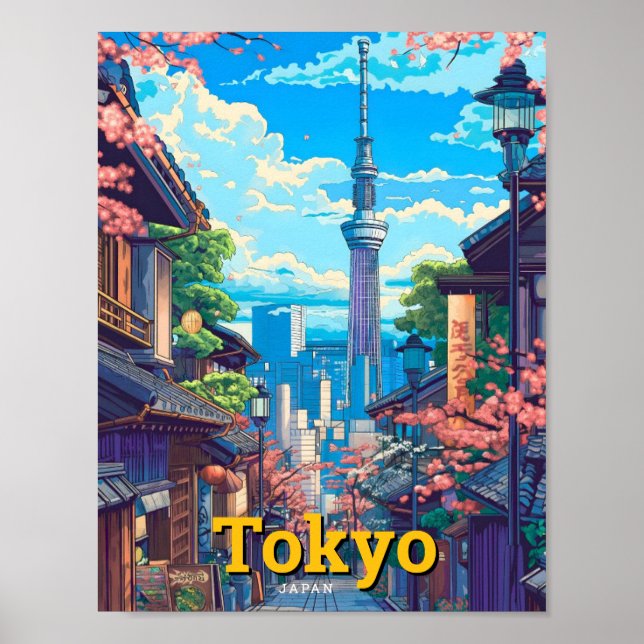 Poster Tokyo Japon Vintage voyage d'art (Devant)