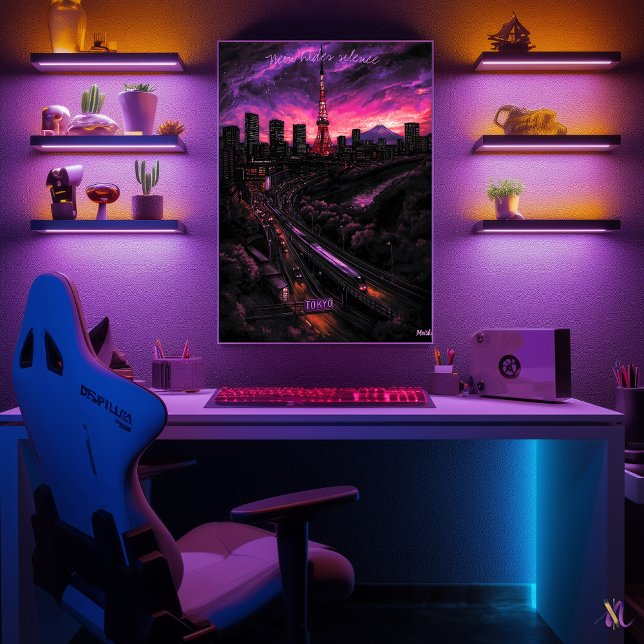 Poster Tokyo Skyline - Charcoal Monochrome Art - Urban (Créateur téléchargé)