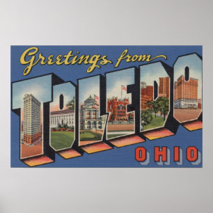 Poster Toledo, lettre ScenesToledo, OH 2 d'OhioLarge