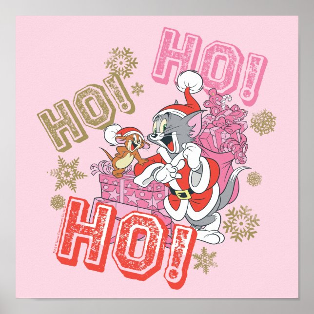 Poster Tom et Jerry "Ho ! Ho ! Ho !" Livraison de cadeaux (Devant)