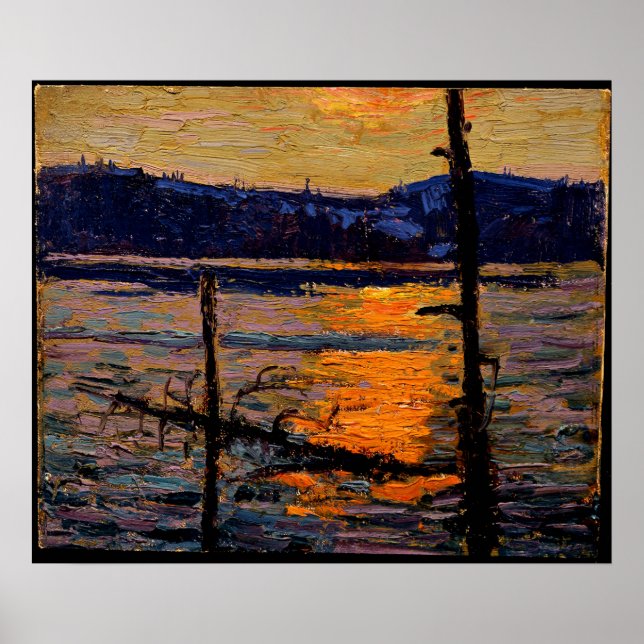 Poster Tom Thomson - Coucher de soleil, Canoe Lake (Devant)