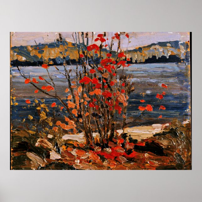 Poster Tom Thomson - Lac et Arbre rouge (Devant)