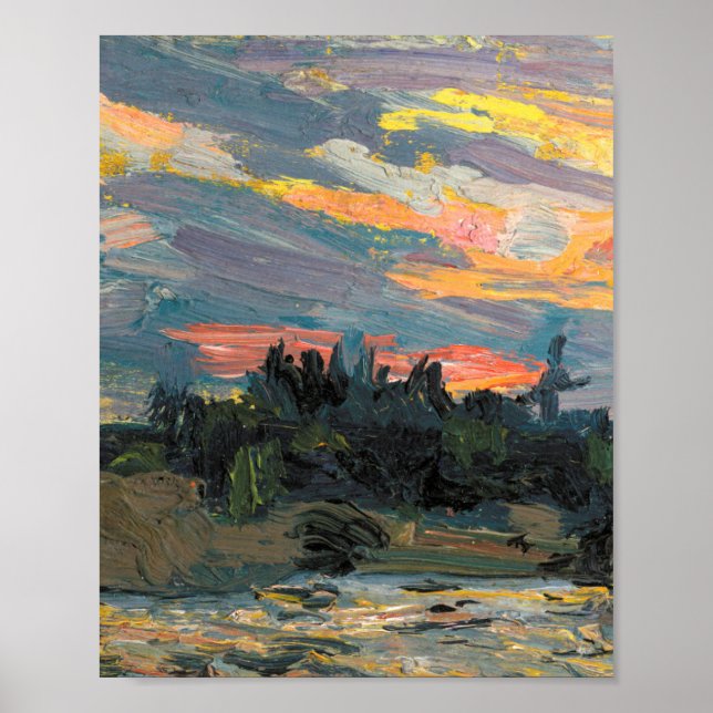 Poster Tom Thomson Peinture Sunset Canoe Lake Ontario (Devant)