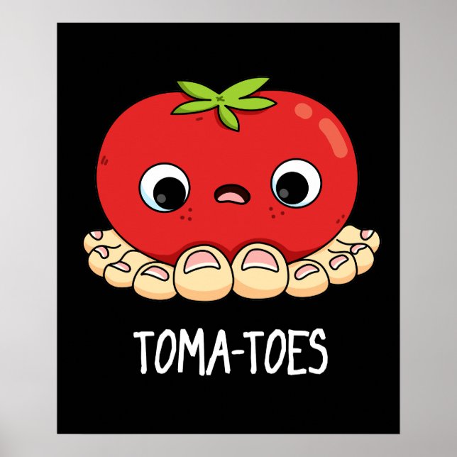 Poster Tomate drôle orteils avec orteils pistolet noir BG (Devant)
