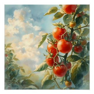 Poster Tomates vintages sur une vigne