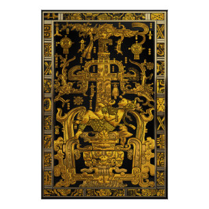 Poster Tombeau de Pakal - Astronaut Palenque d'or