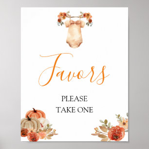 Poster Tomber dans l'amour Citrouille Baby shower Floral