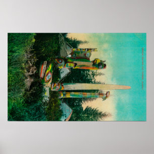 Poster Tombes et totems indiens en Alaska StateState