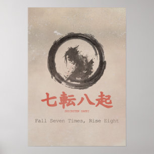 Poster Tombez Sept Fois Relevez-Vous Huit Dojo d'Art Zen 