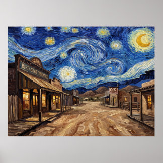 Poster Tombstone Arizona Nuit étoilée Paysage occidental