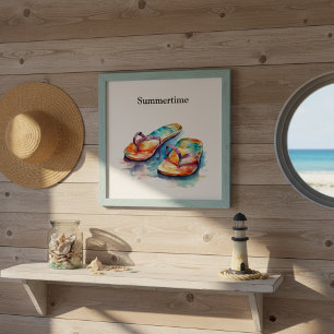 Poster tongs colorés aquarelle personnalisable