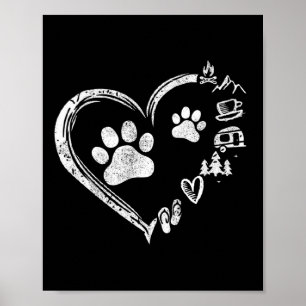 Poster Tongs de camping en forme de coeur avec empreinte 