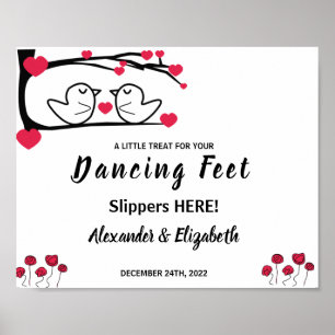 Poster Tongs de danse Pieds   Panneau de mariage Love Bir