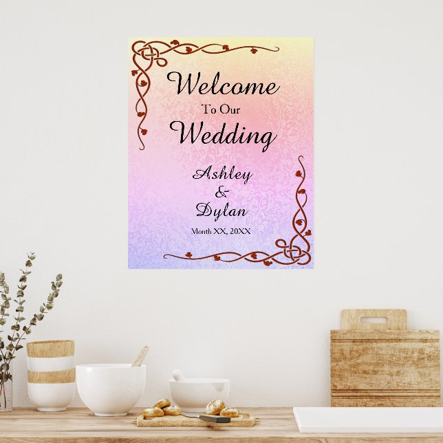 Poster Tons d'automne Shimmer rose pourpre Accueil (Cuisine)