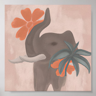 Poster Tons de terre Éléphant art minimaliste