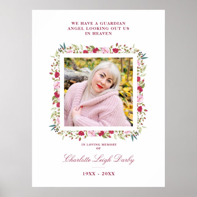 Poster Tons rose et rouge Botanique Floral Garland Photo (Devant)