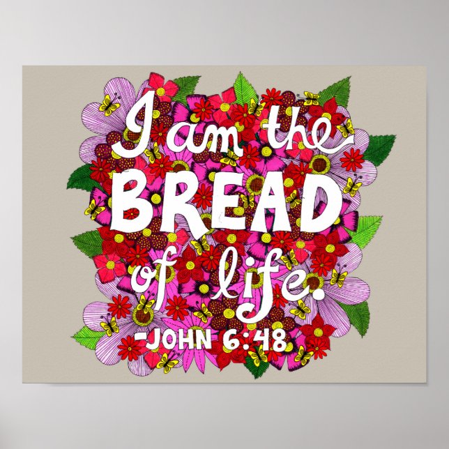 Poster Tons roses Fleur Doodle Typographie Bible Verse (Devant)