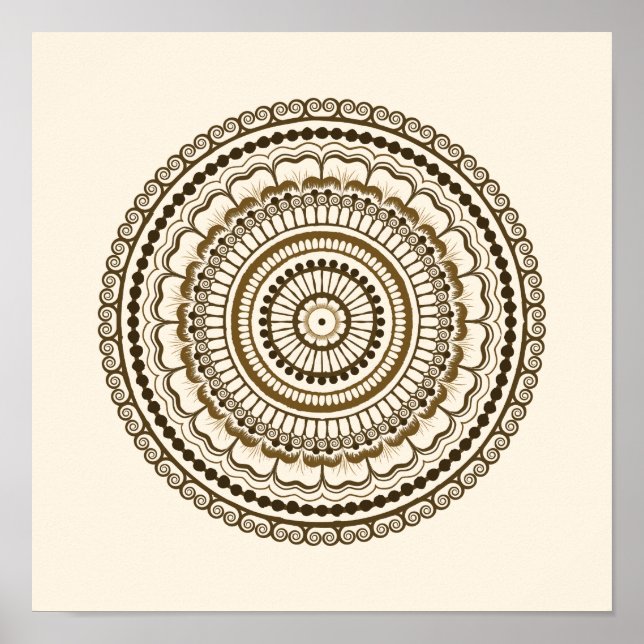Poster Tons Terre Brown Henna Mandala (Devant)