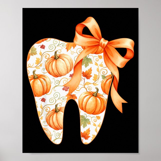 Poster Tooth Coquette Bow Dentist Thanksgiving Dental Ist (Devant)