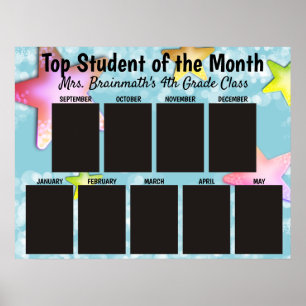 Poster Top étudiant du mois affichage photo en classe