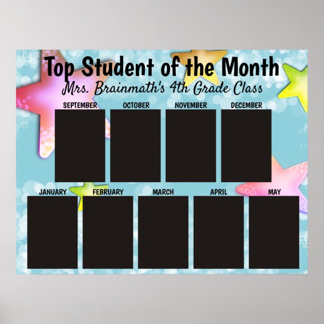 Poster Top étudiant du mois affichage photo en classe (Devant)