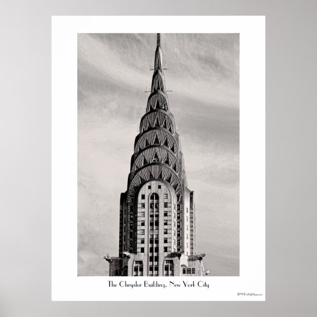 Poster Top of the Chrysler Building NYC - B&W (Devant)
