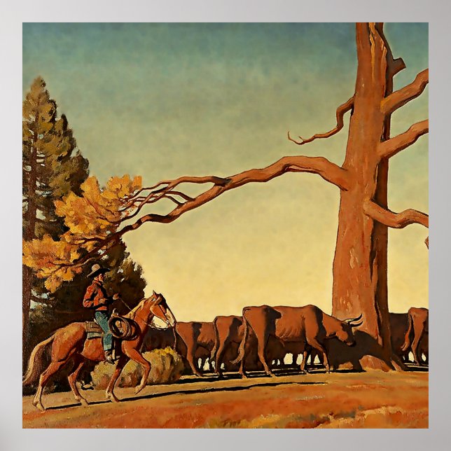 Poster "Top of the Ridge" Western Art de Maynard Dixon (Devant)