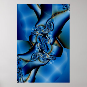 Poster Topaz Art fractal bleu et blanc