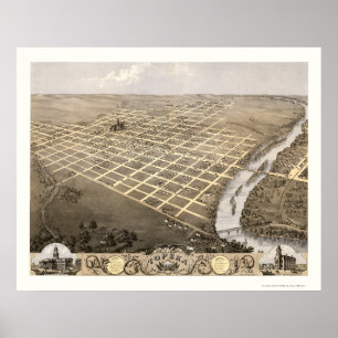 Poster Topeka, KS Panoramic Map - 1869