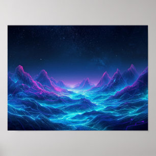 Poster Topographie éthérique : une odyssée synthwave néon