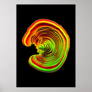 Poster Topographie thermique néon vibrante abstraite 3D