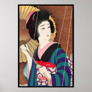 Poster Torii Kotondo Douze aspects des femmes, la pluie