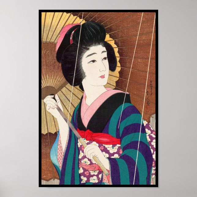 Poster Torii Kotondo Douze aspects des femmes, la pluie (Devant)