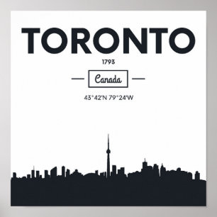 Poster Toronto, Canada   Coordonnées de la ville noire et