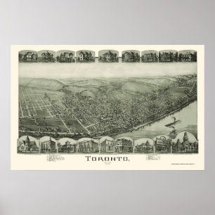 Poster Toronto, OH Carte panoramique - 1889