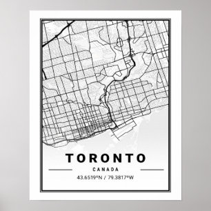 Poster Toronto Ontario Carte de la ville touristique