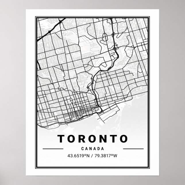 Poster Toronto Ontario Carte de la ville touristique (Devant)
