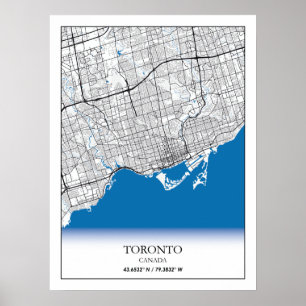 Poster Toronto Ontario Carte de la ville touristique