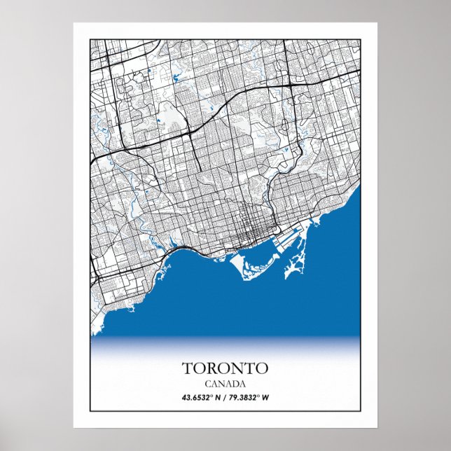 Poster Toronto Ontario Carte de la ville touristique (Devant)