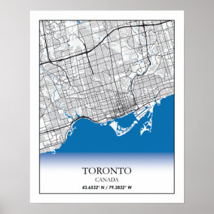 Poster Toronto Ontario Carte de la ville touristique
