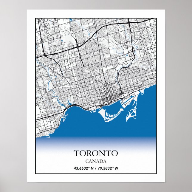 Poster Toronto Ontario Carte de la ville touristique (Devant)