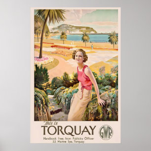 Poster Torquay Devon Angleterre Côte Riviera anglaise