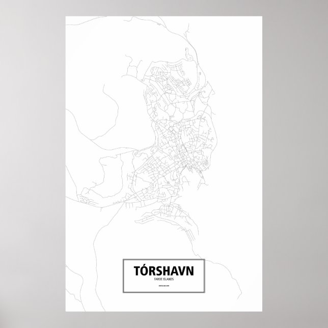 Poster Tórshavn, Îles Féroé (noir sur blanc) (Devant)