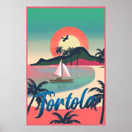 Poster Tortola Retro Coastal Art - Sunset de l'île vibran