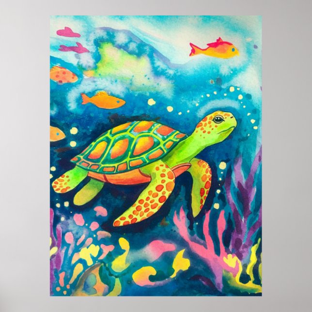 Poster Tortue à peinture (Devant)